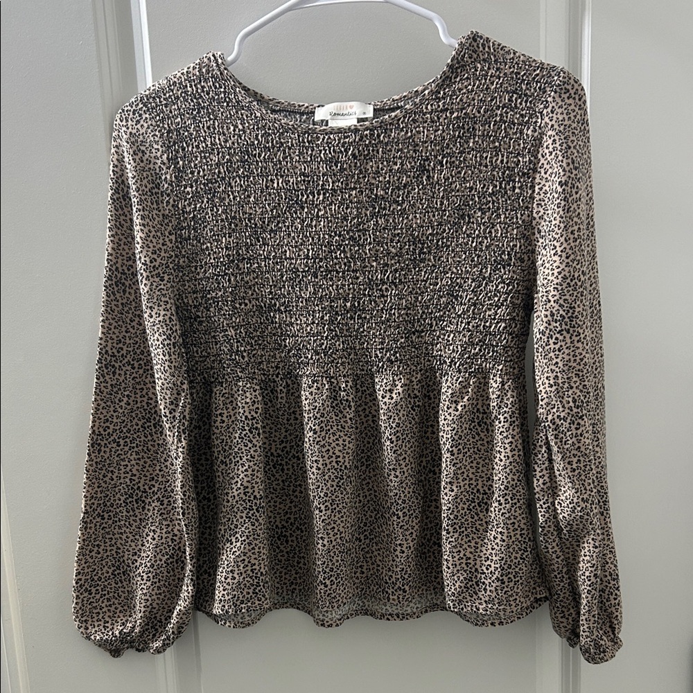 Urban Romantics Animal Print Smocked Blouse